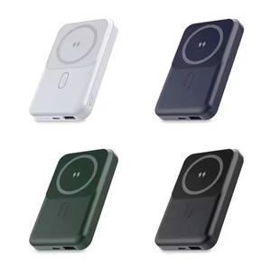 Custom Logo Mini Magnetic Wireless Power Bank 10000mah 5000mah External Battery with Holder Emergency Charging for Outdoor Use - Product Image 1