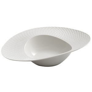 Grand bol à soupe en céramique blanche, saladier à fruits haut de gamme, vaisselle occidentale irrégulière pour hôtel, assiette créative, assiette chapeau de paille - Product Image 5