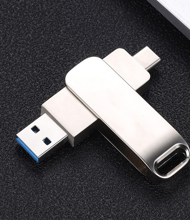 Unidade flash USB 4 em 1 Metal OTG 2.0 3.0 U Disco Logotipo personalizável USB C Stick com 8GB a 1TB de memória Disponível em 32GB 16GB