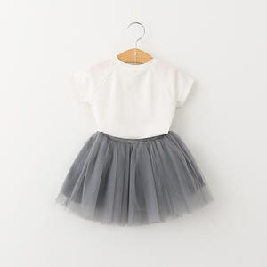 Vêtements pour bébés, ensembles de vêtements d'été pour enfants, ensembles de boutique pour filles, jupe en dentelle avec motif de chat mignon, fabriqué en Chine - Product Image 2