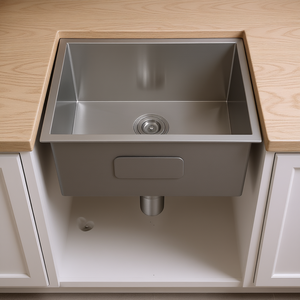 Lavello da Cucina Sottopiano in Acciaio Inox 21x18x12 Pollici, Vasca Singola Quadrata, Finitura Spazzolata, Design Moderno - Product Image 2