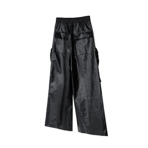American Street Urban RICK Wind Wide Leg <span class=keywords><strong>pantaloni</strong></span> Cargo da uomo in finta <span class=keywords><strong>pelle</strong></span> <span class=keywords><strong>pantaloni</strong></span> a zampa stile tridimensionale Custom - Product Image 4