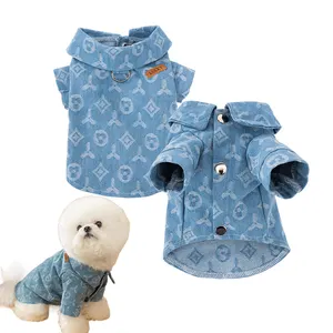 Schneller Versand Großhandel Hersteller Baumwolle Denim Haustierjacke Hemd Luxus bequem Frühjahr Sommer Hundebekleidung für kleine mittlere Rasse