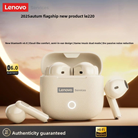 Écouteurs sans fil TWS Lenovo LE220 BT6.0 originaux, réduction de bruit ENC, appels HD, longue durée de vie de la batterie, sport, jeux