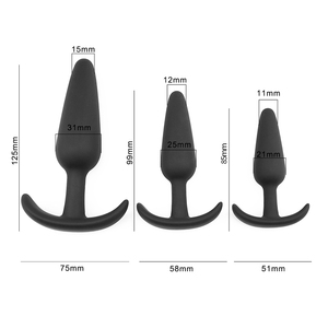 뜨거운 판매 엉덩이 플러그 3 크기 항문 플러그 자위 섹스 토이 남성 여성 항문 섹스 토이 블랙 실리콘 스테인레스 IPX7 방수 - Product Image 1