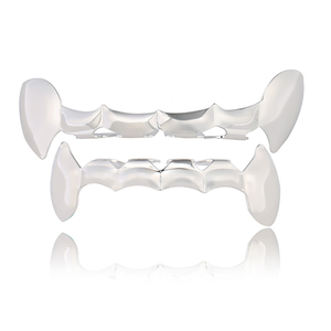BES Halbe Zähne <span class=keywords><strong>Dracula</strong></span> Vampir-Zähne Vergoldete Ober- und Untergrillz Hip-Hop Dental-Zahngrillz für Männer Rapper Körperschmuck - Product Image 4