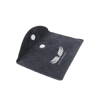 Sac d'emballage en velours suédé gris foncé personnalisé avec bouton-pression pour bijoux – Vente chaude - Product Image 6
