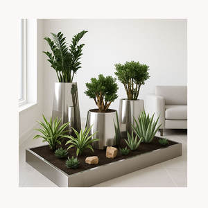 1 support de planteur personnalisé en métal, grand support décoratif pour salon et jardin, étagère pour plantes, Pots de fleurs dorés - Product Image 1