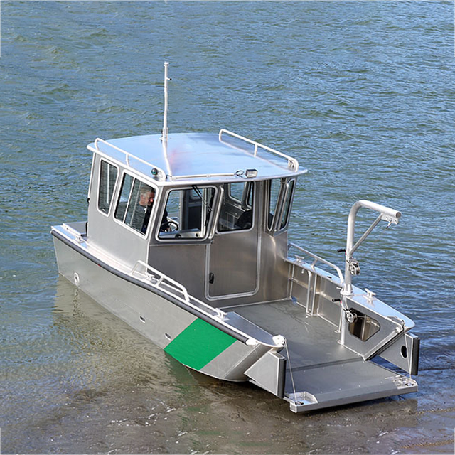 Ecocampor 22ft Aluminum House Boat for Working Fishing Rowing Work Boat Landing Craft for Sale