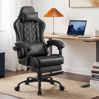 Chaise de bureau ergonomique pivotante pour jeux et ordinateur, avec accoudoirs adaptatifs, réglable, style racing, avec repose-pieds