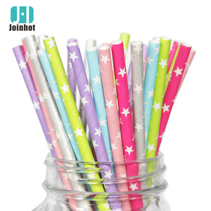 Joinhot Colorful Star Paper Straws Disposable Biodegradable For Parties - Product Image 1