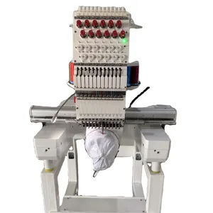single head automatic hat garments flat multi function 12 15 needles computer embroidery machine with supply price