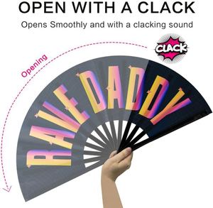 Abanico Plegable Grande con Diseño Rave Daddy, Abanico Ligero y Plegable para Festivales, Cosplay y Reuniones - Product Image 3
