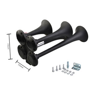 Universel 4 trompettes <span class=keywords><strong>12V</strong></span>/24V 150DB fort Musical Air klaxon haut-parleur Train klaxons Kit Max pour camion voitures SUV bateau <span class=keywords><strong>tracteur</strong></span> - Product Image 6
