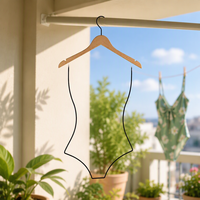 Porte-maillots en bois sculpté, finition laquée brillante, présentoir en forme de corps avec crochets pour bikinis, soutiens-gorge et sous-vêtements