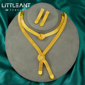 <span class=keywords><strong>Set</strong></span> Perhiasan Kalung Lapis Emas 24k Tahan Air, Desain Mewah Dubai Pakistan, Perhiasan Wanita untuk Pesta Pernikahan - Product Image 6