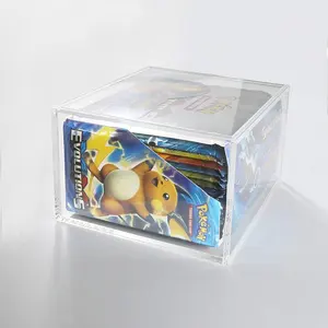 Toptan özel şeffaf büyük akrilik şeffaf plastik cam pokemones kart kutu ekran kutusu