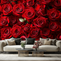 Roses rouges romantiques Murals muraux modernes imperméables en 3D pour la décoration murale de la chambre à coucher de mariage Papier peint personnalisé pour la maison