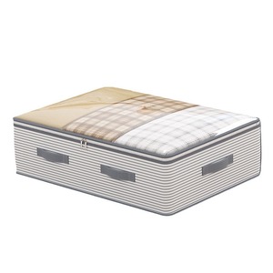 Büyük kapasiteli kolu katlanabilir saklama kutusu altında yatak saklama kapları ile kapak fermuar temizle gardırop kıyafet dolabı kovaları - Product Image 1
