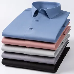 Luxury <strong>Men's</strong> <strong>Silk</strong> Long-Sleeve Slim Fit <strong>Shirts</strong> High Quality Anti-Wrinkle and Breathable Business Office Clothing for Spring - Product Image 3