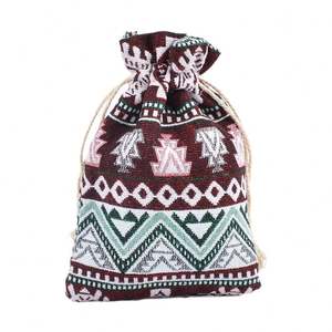 Sacs cadeaux en coton à cordon de serrage de style ethnique rétro, imprimés sur place, pour l'emballage d'aromathérapie et de thé, vente en gros - Product Image 4