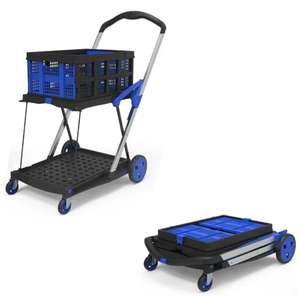 Chariots pliables à deux niveaux multifonctionnels en plastique de chariot à provisions avec les paniers pliables - Product Image 3