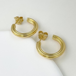 <span class=keywords><strong>Pendientes</strong></span> Circulares de Plata de Ley 925 con Diseño de Oso Español Personalizado, Chapados en Oro de 18K, para Boda, Compromiso, Aniversario, Lujosos y Sencillos para Mujer - Product Image 4