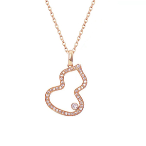 SGARIT Custom 18K Rose Gold Hollow Gourd Luxury Lab Grown Diamond Round Brilliant Cut IGI Certified Choker <b>Necklace</b> Pendant - Product Image 1