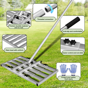 Râteau <span class=keywords><strong>de</strong></span> nivellement <span class=keywords><strong>de</strong></span> pelouse JH-Mech Silvery Lawn Easy Level, manche réglable <span class=keywords><strong>de</strong></span> 84 pouces, acier inoxydable, pour travaux <span class=keywords><strong>de</strong></span> <span class=keywords><strong>jardinage</strong></span>, économie <span class=keywords><strong>de</strong></span> travail - Product Image 2