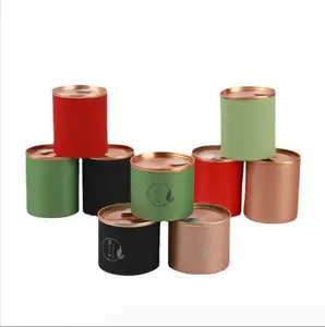 环保铝盖纸板迷你食品茶叶容器纸管包装，带金属盖
