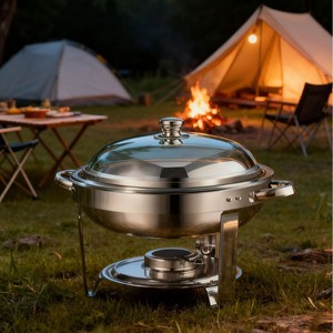 Ensemble <span class=keywords><strong>de</strong></span> réchauds alimentaires en acier inoxydable avec chauffage à l'alcool et couvercle en verre transparent pour buffet, hôtel, mariage, fête - Product Image 2