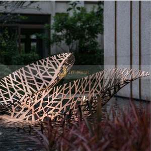 ANW072 Escultura Cinética de Viento Art Deco de Acero Inoxidable Grande, Arte Dinámico para Espacios Públicos - Product Image 2