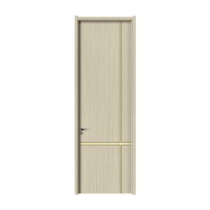Puerta Interior Tradicional de MDF con Diseño de Molduras Doradas, Acabado de Superficie Pulida, Apertura Manual - Product Image 4