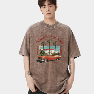 Camisetas de Verano para <span class=keywords><strong>Hombre</strong></span>, Estilo Retro, Lavadas, de Corte Holgado, Personalizadas OEM/ODM, Manga Corta, Estilo Urbano - Product Image 1