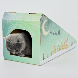 Vente directe d'usine planchers d'escaliers assembler carton ondulé maison bricolage <span class=keywords><strong>bleu</strong></span> pâle chat griffoir pour chat gratter - Product Image 3