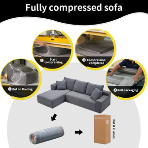 Module d'angle modulable en velours côtelé compressé sous vide, recouvert de tissu éponge pur - Product Image 2