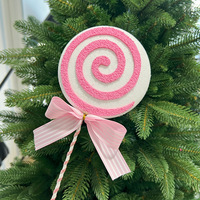 Rosa Umweltfreundliche Luxus-Schaumstoff-Lollipop-Schleifen |   12cm Niedliche Modische Hängedekoration für Weihnachtsbaum & Kranz