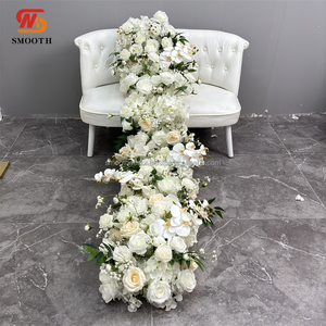 Offre Spéciale LISSE 80cm/120cm Arrangement de fleurs de Rose en soie artificielle Rangée de coureur blanc Conception asymétrique cassée pour arc de mariage - Product Image 6