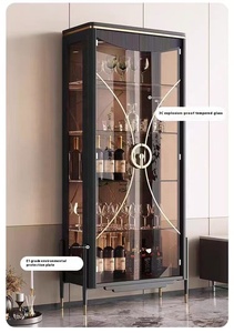 Armoire à <span class=keywords><strong>vin</strong></span> italienne moderne haut de gamme, porte en verre simple, vitrine de luxe pour la maison, salon, style panneau mural en <span class=keywords><strong>bois</strong></span> - Product Image 2
