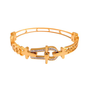 Fashion Bangle 316L Stainless Steel PVD Gold Plating With <b>Crystal</b> Accents For Women Jewelry <b>Bracelet</b> - Product Image 2