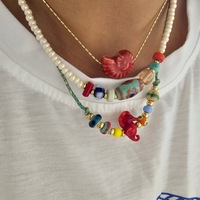 Nouvelle perle d'étoile de mer de verre et collier de perles mélangées surfeur coquille de mer perle de rocaille d'été grande étoile hippocampe tour de cou bijoux