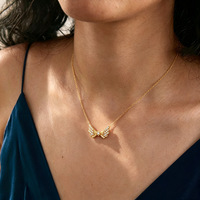 Collier Aile d'Ange Novirassine en Acier Inoxydable Plaqué Or 18K pour Femme, Pendentif Cœur de Cristal Délicat, Bijou Cadeau