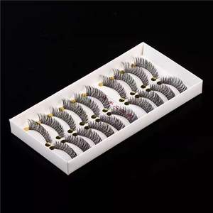 Faux cils faits main noirs épais croisés effet queue de chat allongés naturels 063A en fil de coton à tige souple - Product Image 2