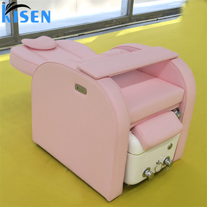 Fauteuil de manucure et pédicure moderne rose, confortable, réglable, sans tuyauterie, avec bain de pieds intégré pour salons de beauté - Product Image 5