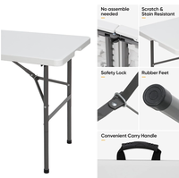 Table pliante blanche de 4 pieds, moulée par soufflage, très vendue, pour fêtes et pique-niques en extérieur