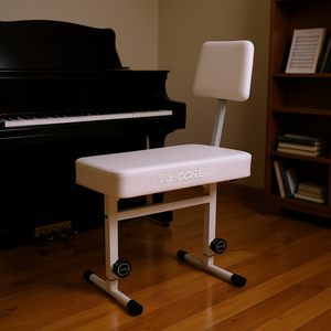 Banco de Piano de 5 Niveles con Respaldo, Silla de Músico de Metal Ajustable en Altura, Color Blanco - Product Image 2