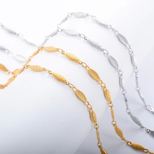 Collier en acier inoxydable de 3,5 mm fait à la main, chaîne à maillons gravés pour femmes et hommes, collier ras du cou plaqué or, bijoux en métal - Product Image 3