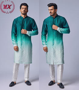Elégant Mature Col Court Long Rayé Dégradé Hommes Robe Thobe Style Omani Vêtements Ethniques Musulmans <span class=keywords><strong>Baju</strong></span> <span class=keywords><strong>Kurung</strong></span> Pour Hommes - Product Image 1