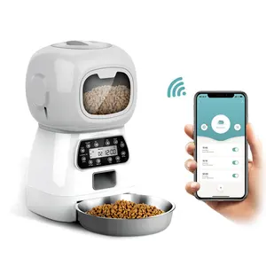 Neues Design Smart 3.5L Roboter Katze Hunden äpfe Futtersp ender 4 Mahlzeiten Zeit gesteuerte automatische Sprach wiedergabe Wifi APP Automatic Pet Feeder