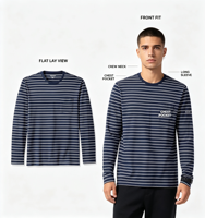 T-shirt à manches longues et col rond surdimensionné pour homme, en jersey de coton décontracté, impression numérique, blanc, écologique, respirant